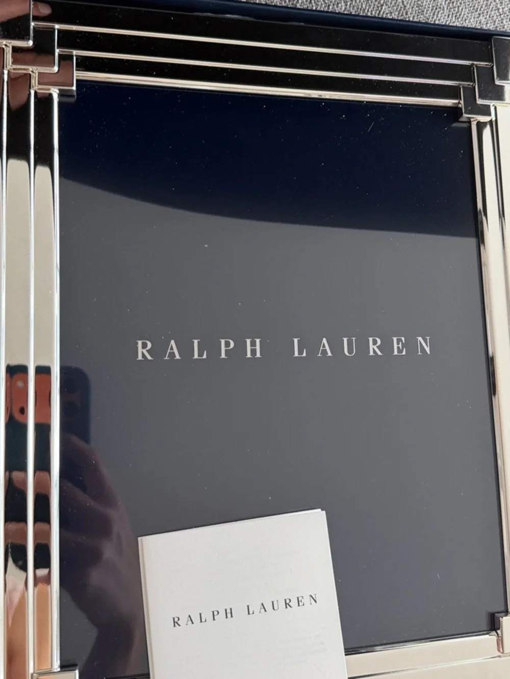 🗽🩶NIB Ralph Lauren Navy Blue and Silver Picture Frame with Branded Box